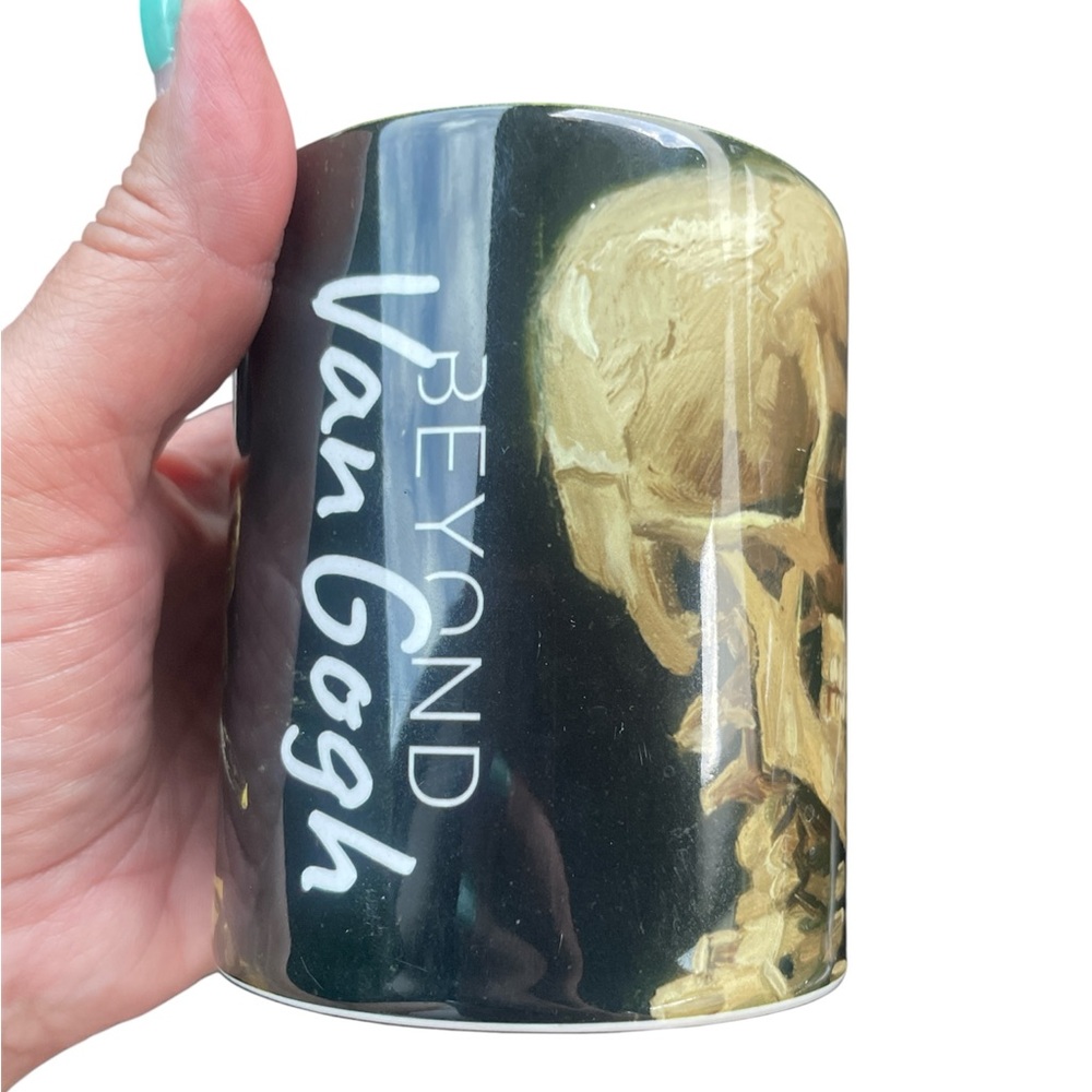 Beyond Van Gogh Skull Mug - Black and Gold, EUC